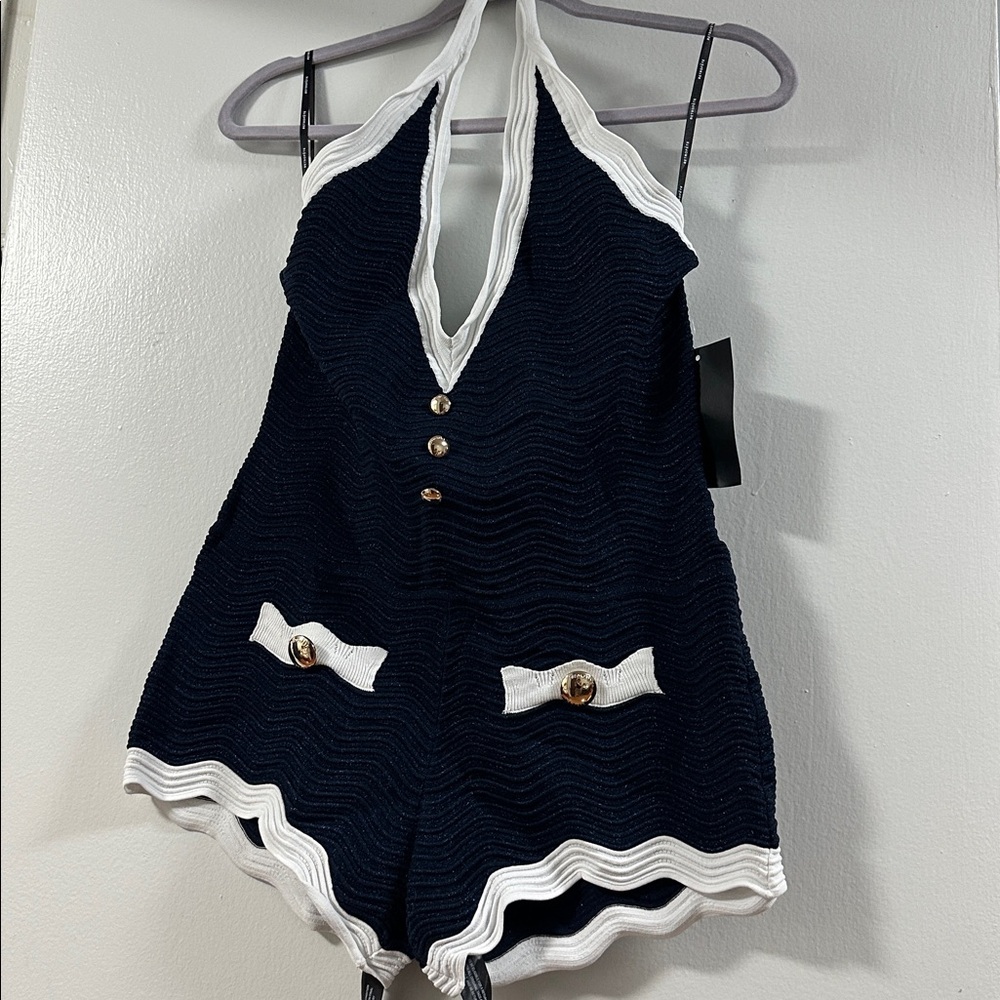 Retrofete Navy and White Jumpsuit - Picture 4 of 6